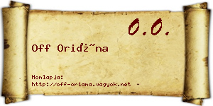 Off Oriána névjegykártya